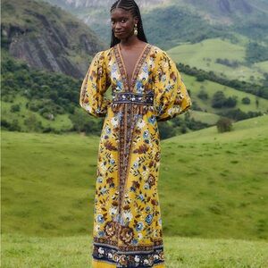NWT FARM Rio Yellow Floral Maxi Dress